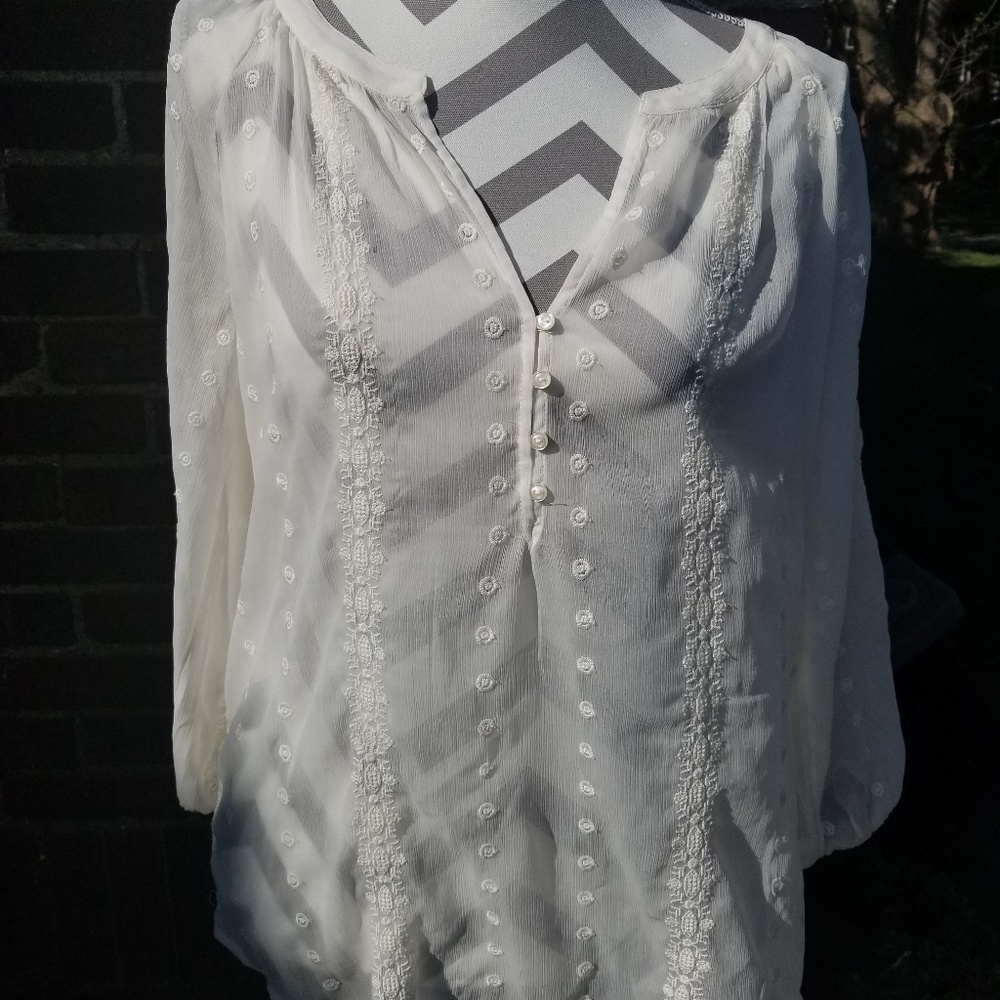 OldNavy Cream Sheer blouse